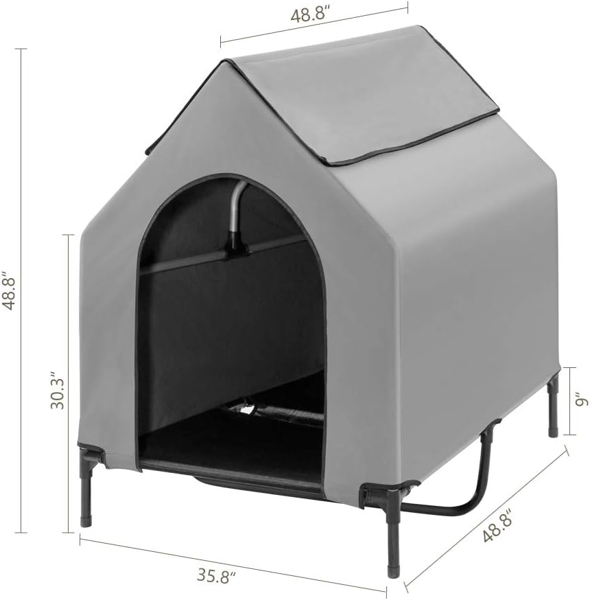 Zooba 2 in 1 Elevated Extra Large Dog House, Weatherproof 600D PVC Dog House with Strong Beam Support Up to 178 lbs, Breathable Textilene 2x1 Dog Bed with Extra Carrying Bag : Pet Supplies