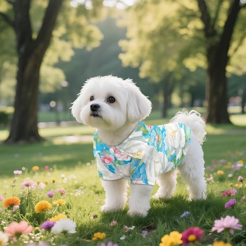 Disfraz hawaiano para perro con diseño Peonía blanca L miniatura 3