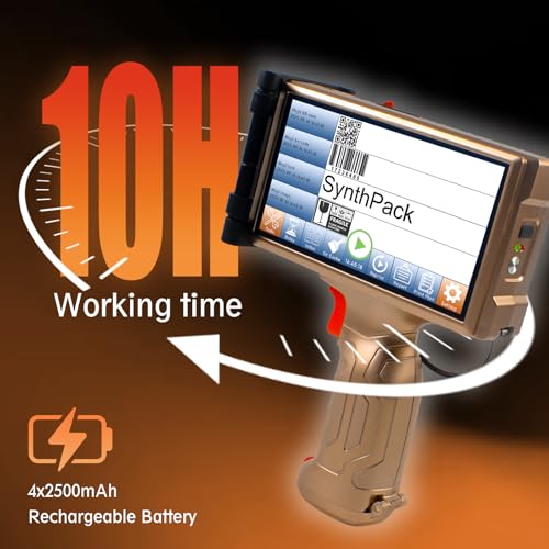 Image of SH1 Handheld Inkjet Printer, 1200 DPI, 6.5 inch Touchscreen, 0.5 inch Print Height | Portable TIJ Printer for QR Codes, Barcodes, Batch Numbers and Logos on Plastic, Carton, Wood, Metal and Glass