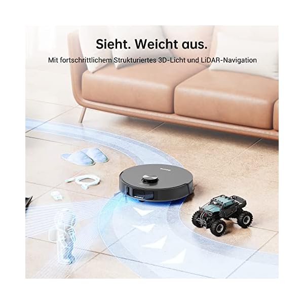Dreame L10s Pro Saugroboter mit Wischfunktion, Rotierenden Wischpads, 3D-Hinderniserkennung, Multi-Floor Mapping, leistungsstarke Saugkraft 5300Pa Hartböden, Teppiche, Tierhaare, WiFi/APP – Bild 6