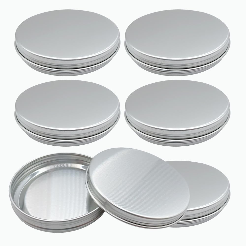 Umchu Silver Aluminium Jars, Empty Jar Cosmetic Containers, For Diy Candles Cosmetic Candy Gadgets Lip Balm (69 X 14 Mm)