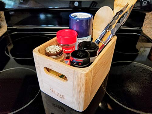 Splashsoup Bamboo Organizer, Bathroom Cosmetic Counter Storage, Picnic Condiment, Kitchen Pantry Box, Grill Utensil Spice Holder #TOP4