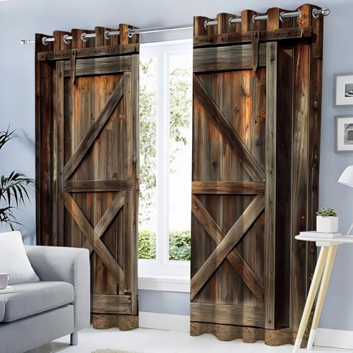 Rideau de salon style porte de grange en bois 117x137 cm - 4