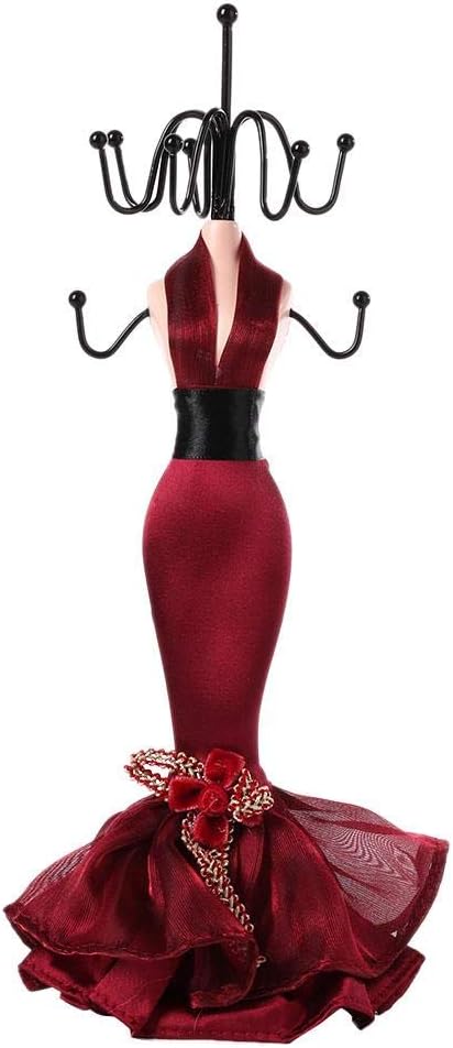 Pongnas Jewellery Display Stand, Jewellery Stand, Pendant Earrings Bracelet Ring Ring Shoes Dress Jewellery Model Display (Burgundy Small Model)