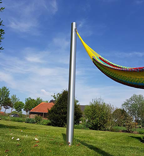 Toldoro® Hängematten Mast Edelstahl Rostfrei & Wetterfest Ø70x3mm mit Öse - Länge 1,85m - Geeignet als Hängematten Aufhängung im Garten/Befestigung Hängematte