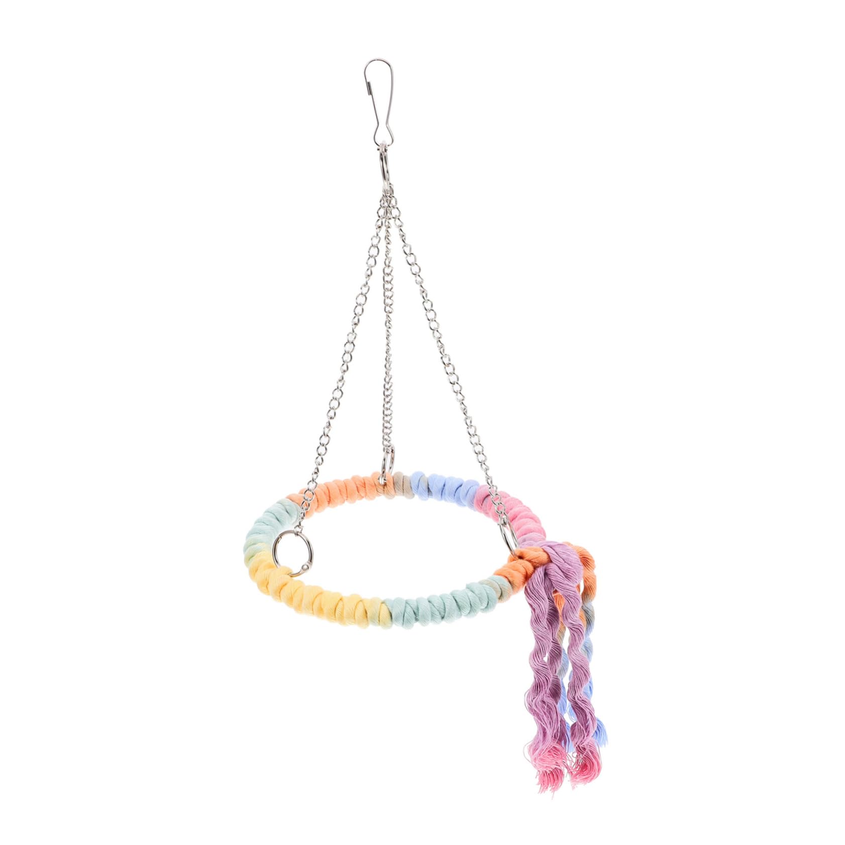 Abaodam Bird Swing Cotton Rope Ring for Cage Parrot Moon Ring Swing Ladder Fun Activity Perch for Parakeets Cockatiels Canaries Design