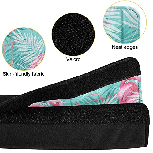 Pink Flamingo Tropical Palm Tree Leaves On Turquoise 2 Pieces Adjustable Car Seat Belt Pads Cover, Universal Car Seat Belt Shoulder Strap Covers, Car Seat Belt Cushions For Adults Kids #TOP3