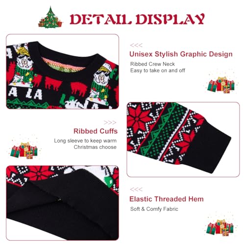 TUONROAD 7-14 Years Boys & Girls Ugly Christmas Sweater 3D Printed Holiday Satan Clause Pullover for Kids Sweatshirts4