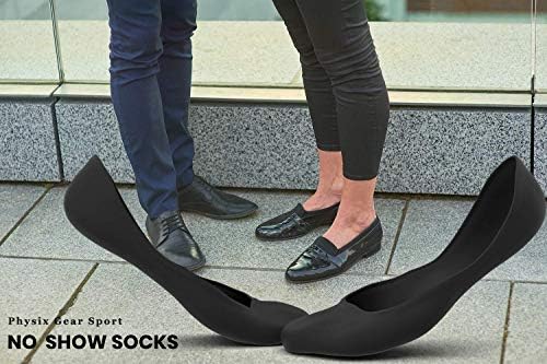 Physix Gear No Show Socks - Invisible Socks Women & Men, Non Slip Trainer Socks, Sweat & Odor Resistant Low Cut Socks for Flats, Sneakers, Casual, Loafers, Training, Boat Shoes (8 Pairs All Black)