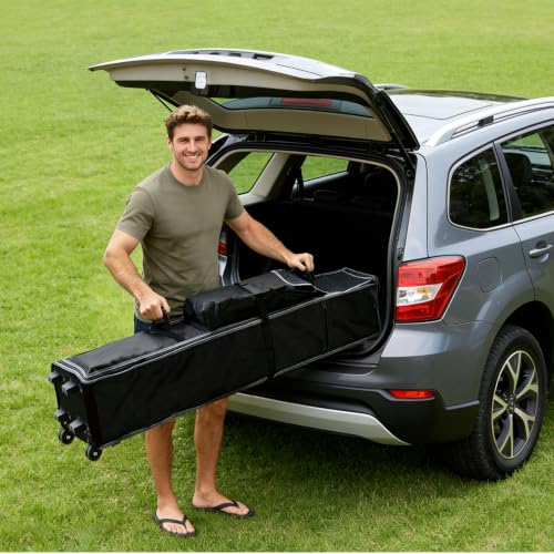 10 x 10 x 66 inch Pop Up Canopy Bag, Tent Storage Bag Replacement Part Outdoor Canopy Carrying Case with Handles and Rollers 800D Waterproof Oxford Fabric(Black&Grey, 10x10x66in) by AERGERGER - Used condition - Image 6