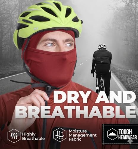 Image of Tough Headwear Balaclava Ski Mask - Breathable Face Mask for Men - Flexible Hinge Full Face Cover - Windproof Motorcycle Gear