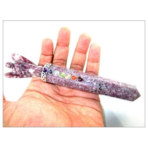 Jet International Lepidolite Angel Chakra Wand Stick Ca. 6.5 inch Energized Charged Cleansed Programmed Pure Genuine Stick Gratis Boekje Crystal Therapy Balancing Image is gewoon een verwijzing