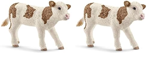 SCHLEICH 13802 Fleckvieh Kalb, für Kinder ab 3+ Jahren, Farm World - Spielfigur (Packung mit 2)