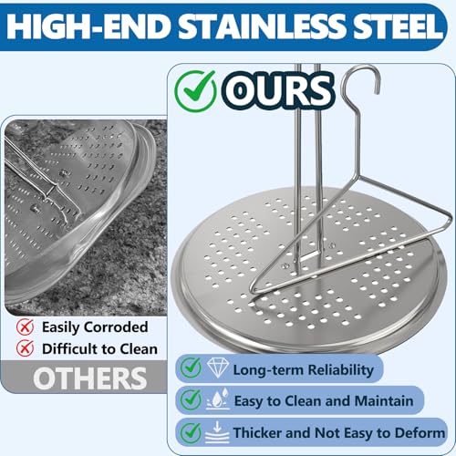 Image of SafBbcue Turkey Fryer Stand Kit Vertical Chicken Roasting Stand Chicken Rack Roaster Turkey Fryer Accessories Kit with Lifter Hook, Holder Base for Deep Fry Pot