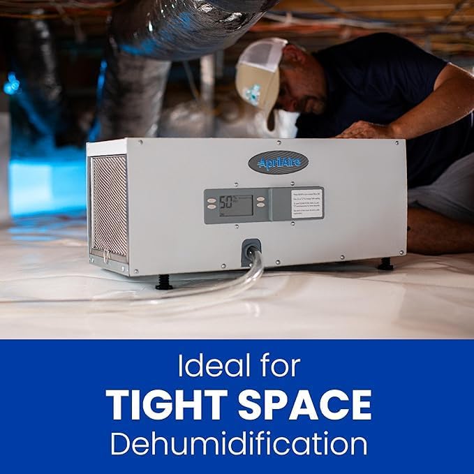 Miniatura 3 de AprilAire Paquete de deshumidificador E050 Pro  Deshumidificador de espacio de arrastre de 50 pintas  Deshumidificador compacto para espacios de