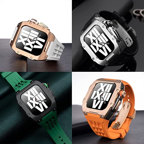 Boîtier en acier inoxydable Apple Watch SE 8 7 bracelet caoutchouc - 2