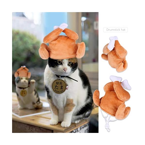 Cat thanksgiving turkey drumstick hat small dog kitten hat for cosplay accessories halloween xmas party costume favors - image 3