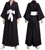 MEADOO Adult Anime Black Robe Cloak Cosplay costumes Japanese Traditional Samurai Uniform Kimono outfit Halloween outfits