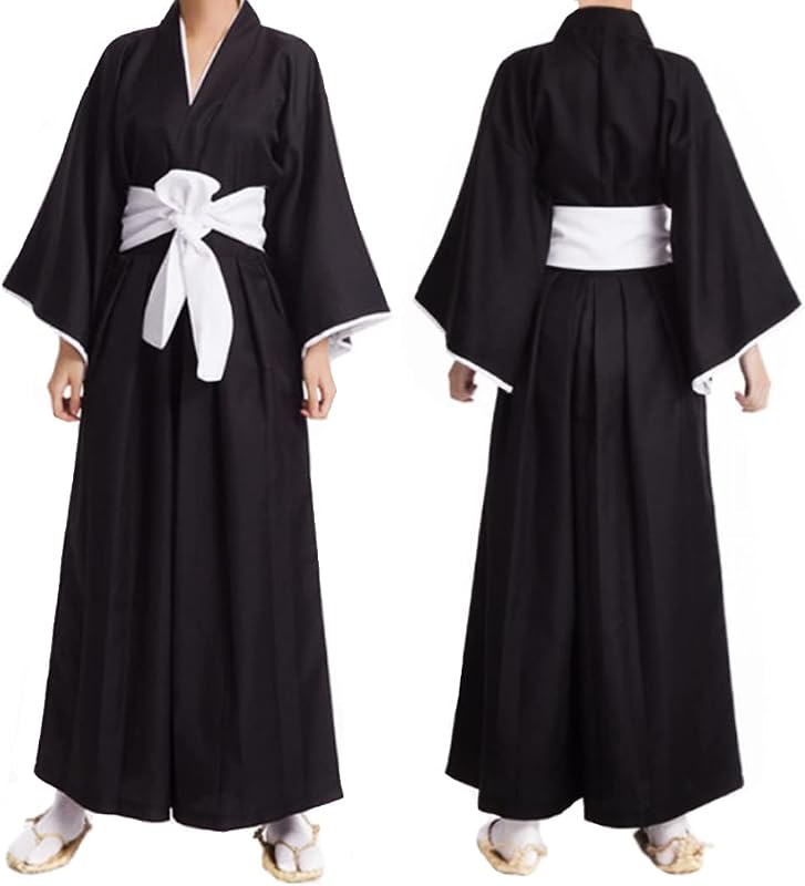 Adult Anime Black Robe Cloak Cosplay costumes Japanese Traditional Samurai Uniform Kimono outfit Halloween outfits