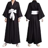 Adult Anime Black Robe Cloak Cosplay Costumes Japanese Traditional Samurai Uniform Kimono Outfit Halloween Outfits