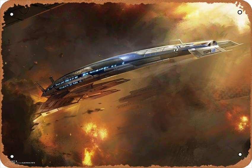 Mass Effect 2, Mass Effect, Space, Commander Shepard, Saints Row 2 Games poster Metal Tin Signs Modern Wall Decoration for Bedroom Office Home Wall Home Room 8x12 Inches
