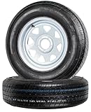 eCustomrim 2-Pack Radial Trailer Tire Rim ST205/75R15 205/75 5 Lug White Spoke Wheel - 6 Year Warranty w/Free Roadside