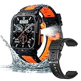 VerssaX - Orologio intelligente militare per uomini e donne – impermeabile IP68, design tattico, cardiofrequenzimetro, touch screen, voce AI, fitness e monitoraggio del sonno, bussola, torcia, Android
