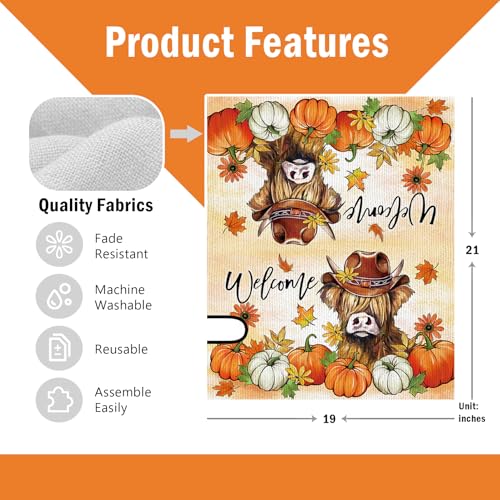 Image of Welcome Fall Highland Cow Mailbox Cover Magnetic Standard Size