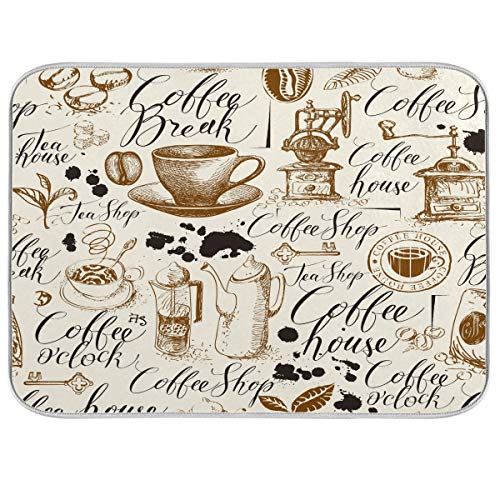 vvfelixl Coffee Maker Theme of Coffee and Coffee House Kitchen Items Blobs 18X24 Absorbent Dish Drying Mat for Kitchen Countertop