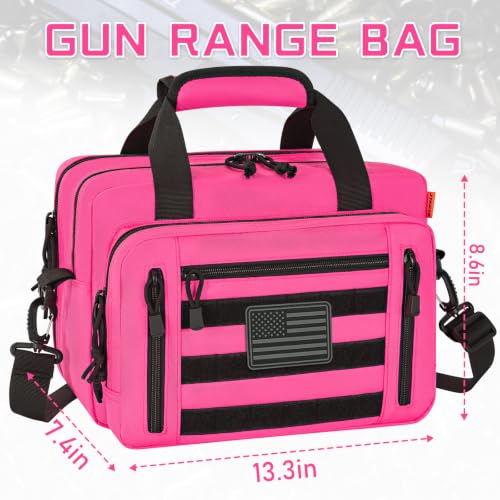 Image of Pistol Case, Gun Range Bags For 2 Pistols 6 Magazines Carrying Shooting Bag with Lockable Zipper for Shooting Range Outdoor Hunting