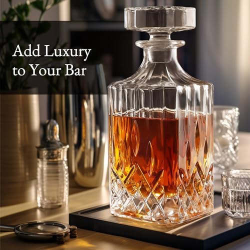 Hydro Gizmos Luxury Gift For Men – Whiskey Decanter Set For Beloved Husband Or Dad Birthday Gift – 4 Whiskey Glasses And Decanter Set Is a Great Gift Idea for Whisky, Bourbon, or Scotch lovers