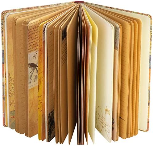 SallyFashion Vintage Travel Journals for Women, European Kraft paper Diary Color Illustrations Notebook Travel Brochures Hardcover Writing Notepad Girl Gift