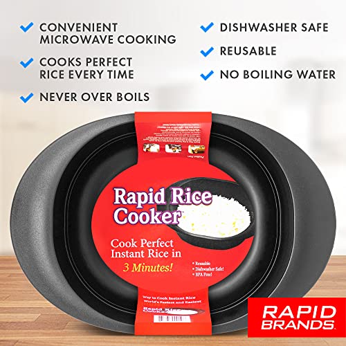 Rapid Rice Cooker | Microwave Rice Blends In Less Than 3 Minutes | Perfect For Dorm, Small Kitchen, Or Office | Dishwasher-Safe, Microwaveable, & Bpa-Free (Black, 1 Pack) #TOP6