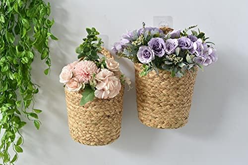 BSLVWG Seagrass Woven Storage Baskets Set of 2,Hand Woven Basket Indoor Outdoor Storage Flower Cover Containers for Modern Home Decor Storage,Hanging Baskets Organizer,Garden Plant Baskets (Brown)
