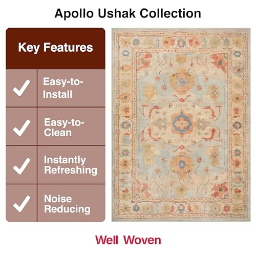 Well Woven Ushak Pamukkale Light Blue Beige 9'10" x 13' Area Rug for Grand Living Room and Dining Room - Tone On Tone, Updated Traditional, Easy Clean, Floor-Friendly Backing by Well Woven - Image 6