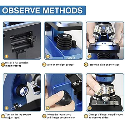Microscope for Kids Beginners Children Student, 40X- 1000X Compound Microscopes with 52 pcs Educational Kits