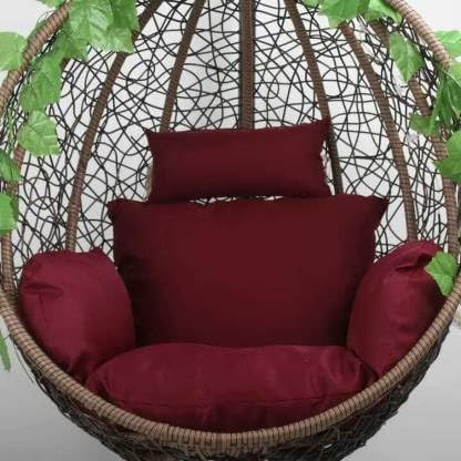 KYNE Cushion for Hanging Basket Swing Chair for Outdoor Egg Swing Chair Garden Swing, Seat Padded Pillow Polyester Designer Cushion (Mahroon Sofa)