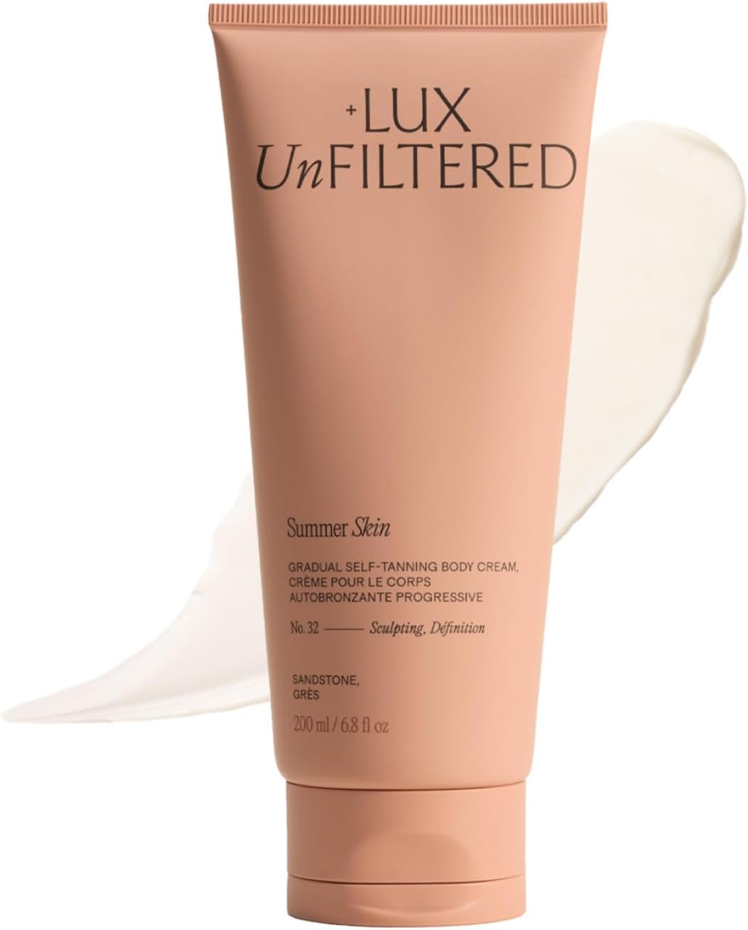 + Lux Unfiltered N°32 Summer Skin Body Sculpting Gradual Tanning Lotion - Self Tanner Firming Body Lotion with Peptides & Caffeine - Firms & Tones Skin - Vegan & Cruelty-Free Sunless Tanner, Sandstone