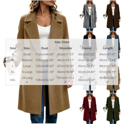 Wool Coat for Women Casual Long Sleeve Lapel Winter Overcoat - image 5