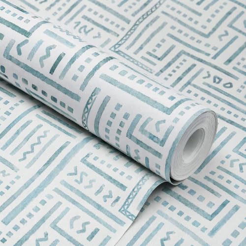 tiltil Modern Peel and Stick Wallpaper Blue Boho Contact Paper 17.7x78.8in