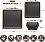 Melamine Dinnerware Sets Service for 4, Square Dinner Plates and Bowls Set,12-Piece Set Non-breakable Lightweight Dinner Tableware for Indoor/Outdoor Use