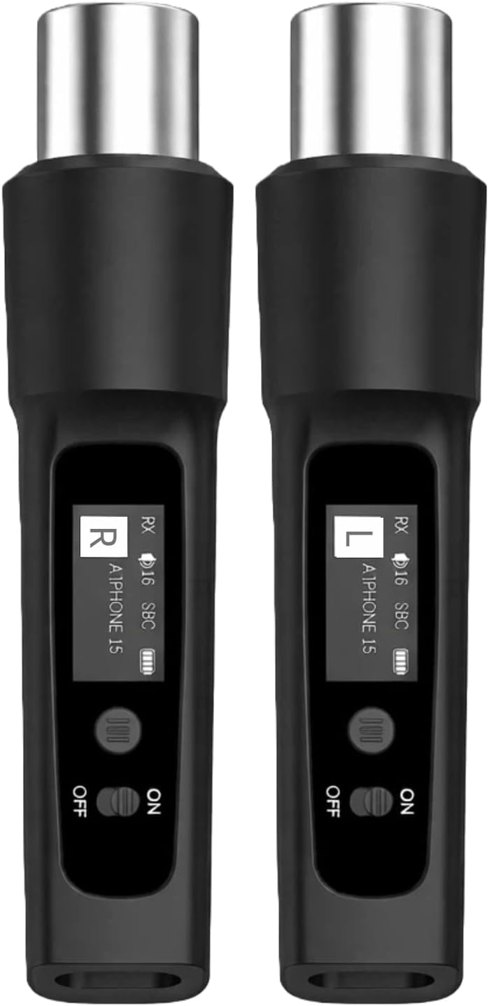 Wireless XLR Bluetooth Receiver, High-Fidelity Audio Adapter for PA Speakers, Mixers & Live Sound, OLED Display, 14H Battery