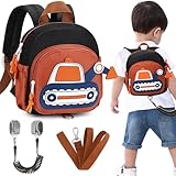 Accmor Toddler Leash Backpack, Children Safety Walking Harness Cute Excavator Bag with Anti Lost Wrist Link, Kids Travel Essential Mini Rucksack Back Pack with Strap Tether for Baby Boys