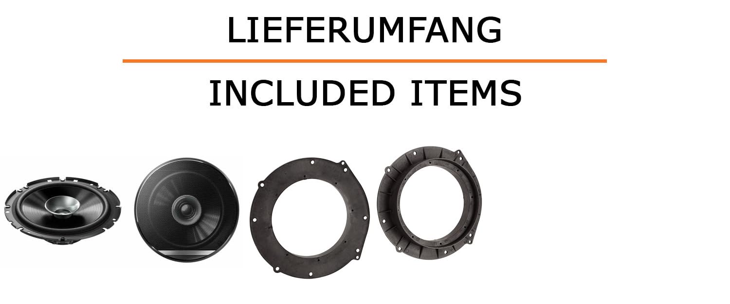 Lautsprecher Boxen Einbaupaket für Pioneer TS-G1710F kompatibel mit Audi A6 C7, Avant/Kombi vorne | 2X Tief-Mitteltöner mit integriertem Hochtöner 280W MAX