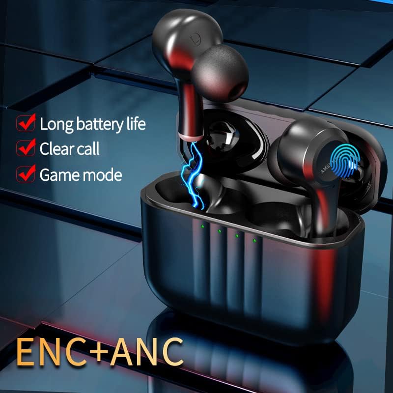 Wireless Earbuds, Amsumeat Bluetooth Earbuds, IPX5 Waterproof Wireless Earphones Touch Control, Bluetooth 5.2 Headphones ANC/ENC,in-Ear Headphones for Working/Travel/Gym/Gaming