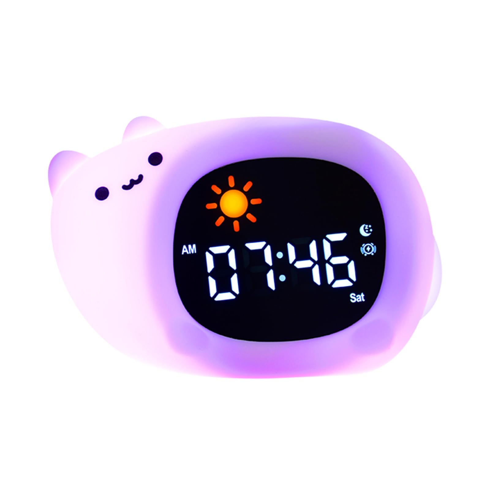 Longben Cute Animal Alarm Clock with Night Light, Cat/Dog/Owl/Cloud/Bear/Dinosaur Digital Clock, SleepTrainer Time Clock