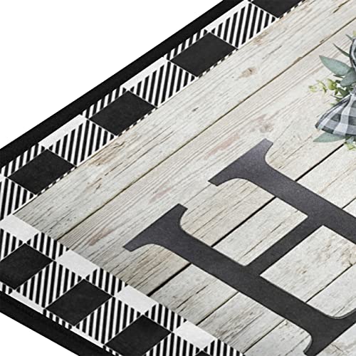 Home Sweet Home Kitchen Rug Anti Fatigue Buffalo Plaid Check Decorative Kitchen Mats Leaves Wreath Non Skid Washable Floor Rugs Mat For Home Kitchen Office Laundry - 39"X20" #TOP3