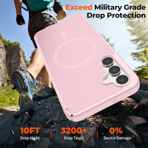 Image of SUPFINE Magnetic for Samsung Galaxy A16 5G Case with Screen Protector, (Built-in Magnets) (Military Grade Drop Protection) Slim Translucent Shockproof Phone Case,Pink