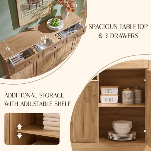 Image of IFGET Triple Tilt Out Trash Cabinet, Wood Trash Can Cabinet, Natural