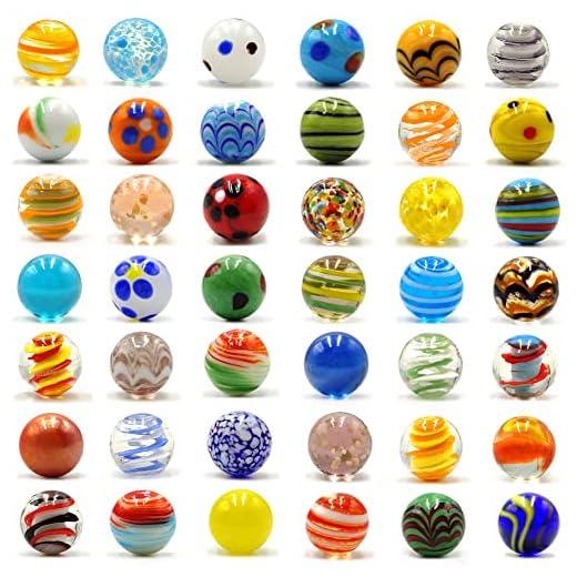 42pcs Marbles for Kids Enthusiasts 0.63 inch Small Handmade Glass Marbles Decoration Bulk Set for Marble Game Toy Cool Colored Unique Marbles